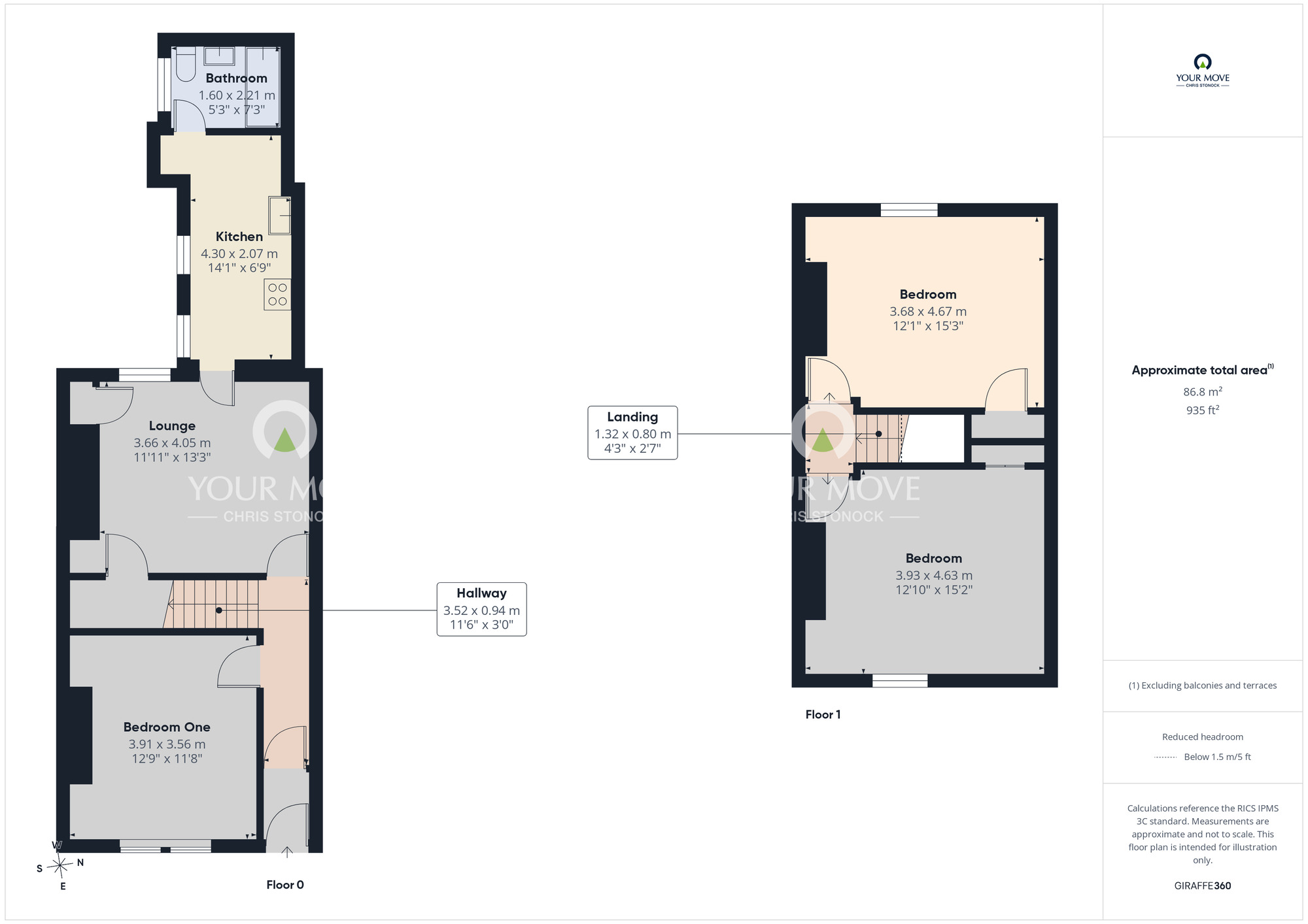 Floorplan of 3 bedroom End Terrace House to rent, Chatton Street, Wallsend, Tyne and Wear, NE28