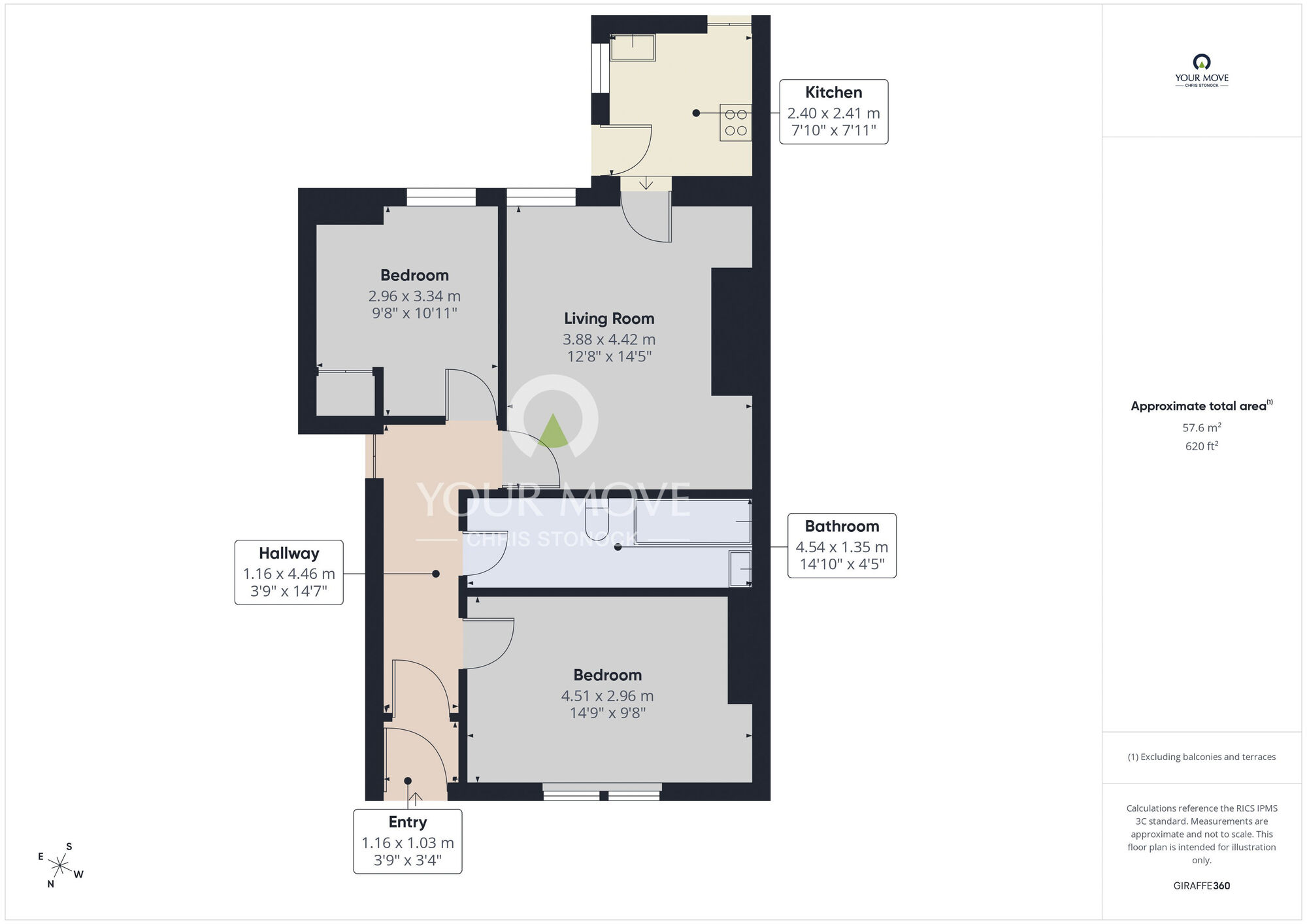 Floorplan of 2 bedroom Flat for sale, Middle Street, Newcastle upon Tyne, Tyne and Wear, NE6