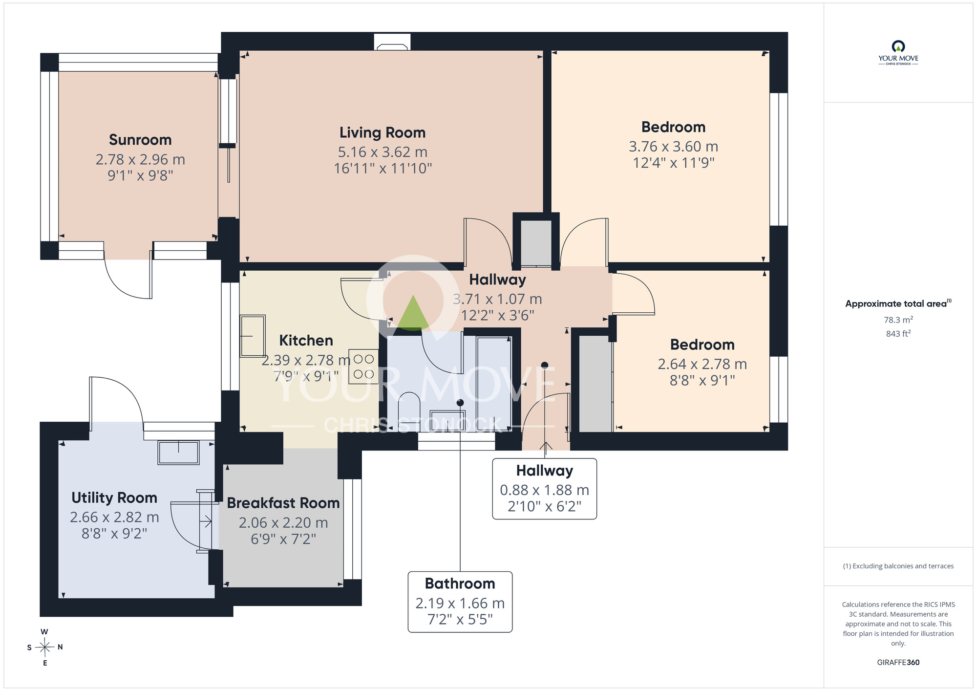 Floorplan of 2 bedroom Semi Detached Bungalow for sale, Bracken Avenue, Wallsend, Tyne and Wear, NE28