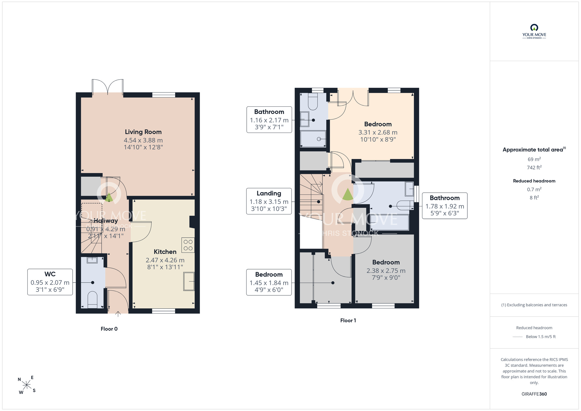 Floorplan of 3 bedroom End Terrace House for sale, Monarch Court, Newcastle upon Tyne, Tyne and Wear, NE12