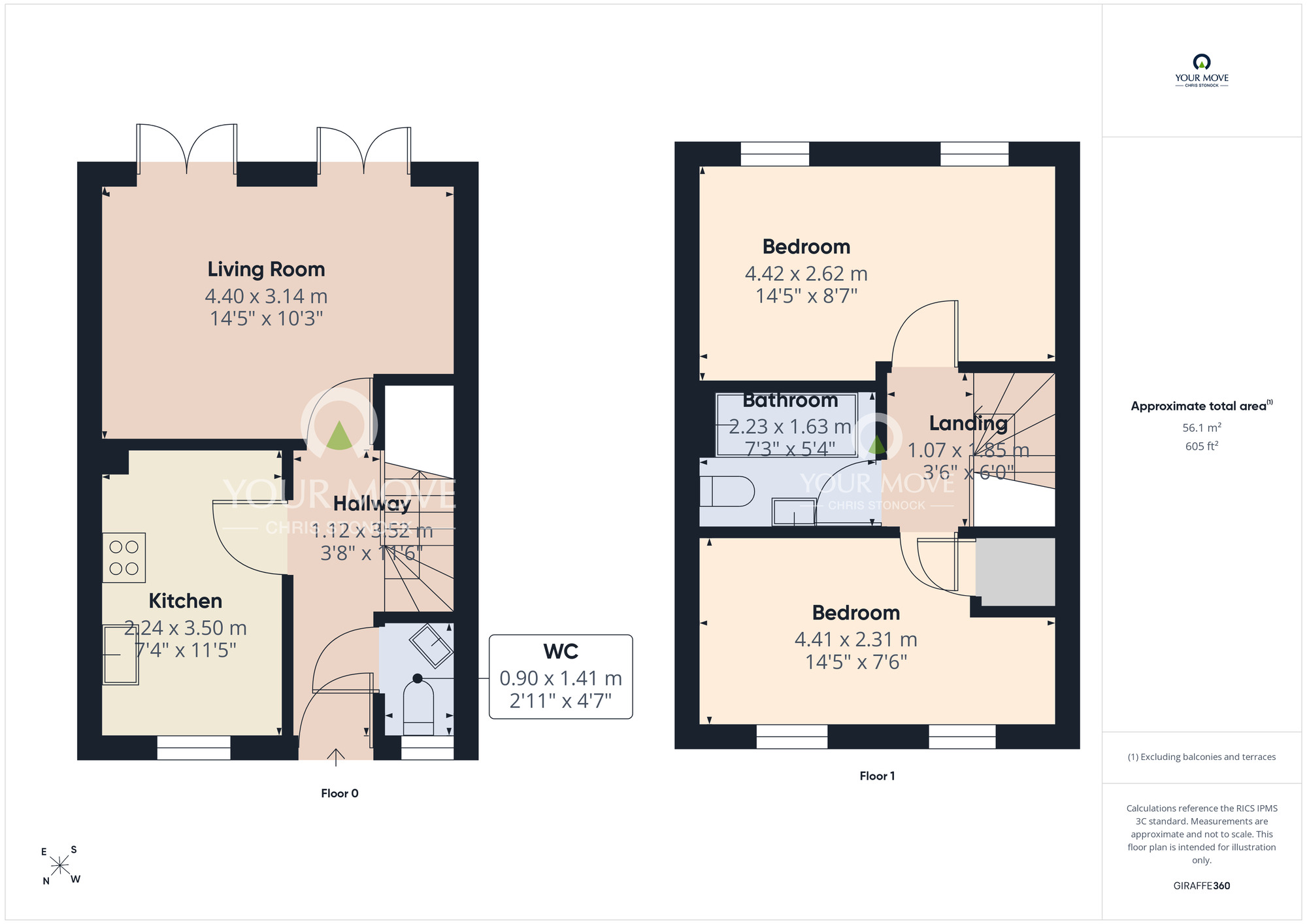 Floorplan of 2 bedroom Mid Terrace House for sale, Russell Close, Wallsend, Tyne and Wear, NE28