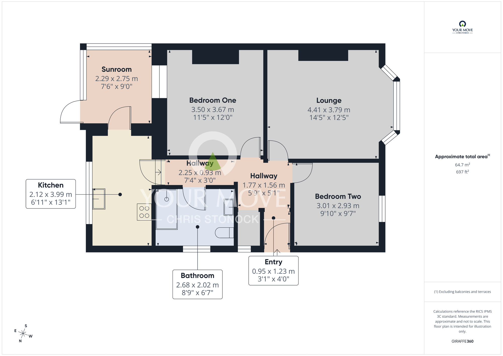 Floorplan of 2 bedroom Semi Detached Bungalow for sale, Ashwood Crescent, Newcastle upon Tyne, Tyne and Wear, NE6