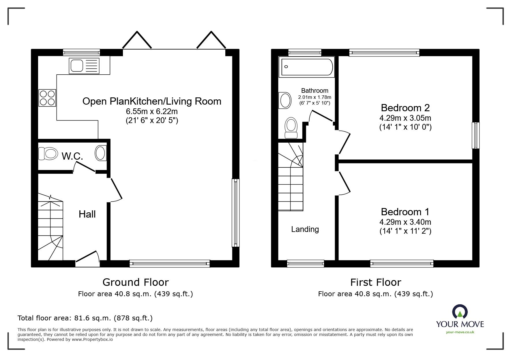 Floorplan of 2 bedroom End Terrace House to rent, Fountains Avenue, Feltham, Middlesex, TW13