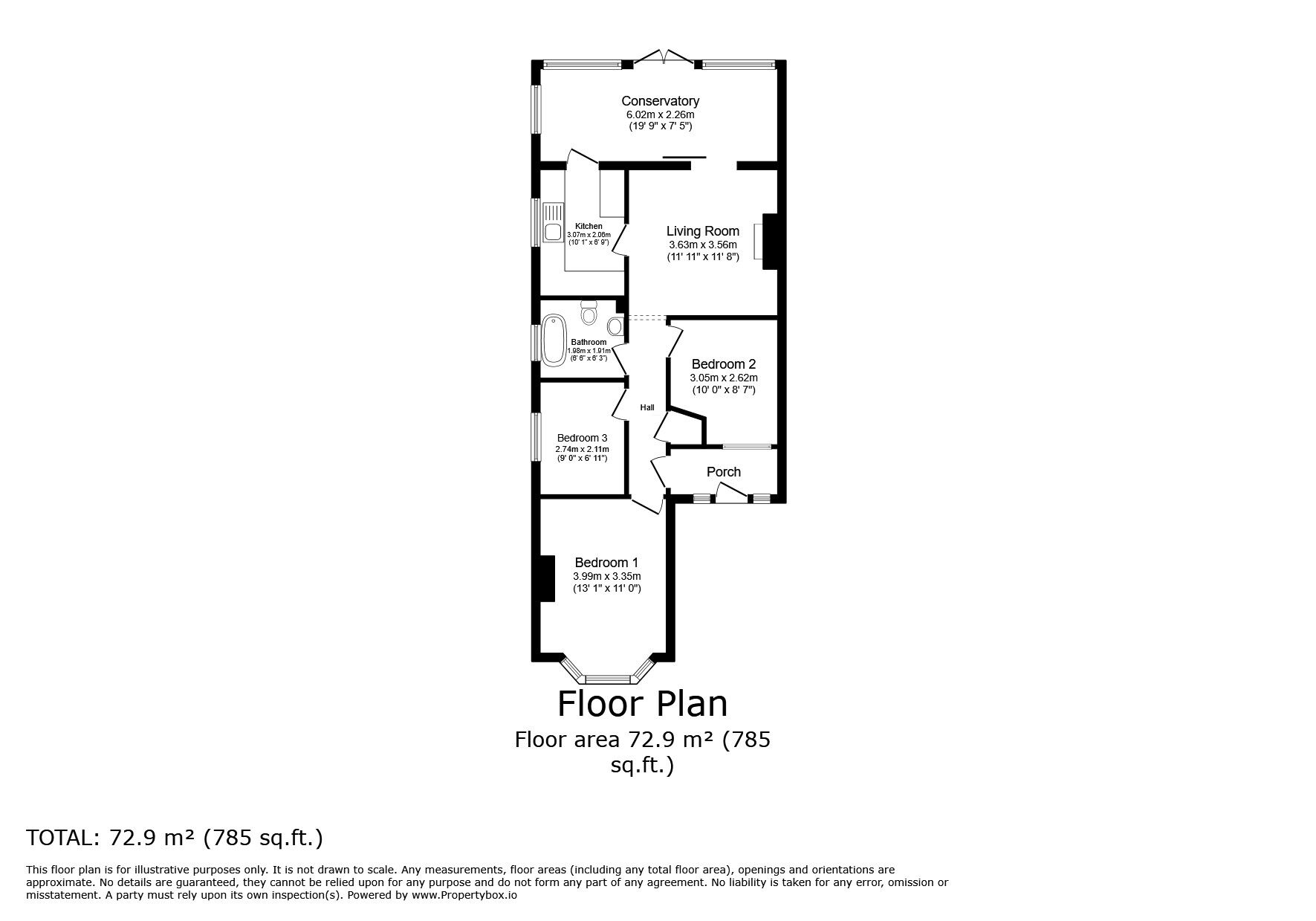 Floorplan of 3 bedroom Semi Detached Bungalow for sale, Grove Road, Hounslow, TW3