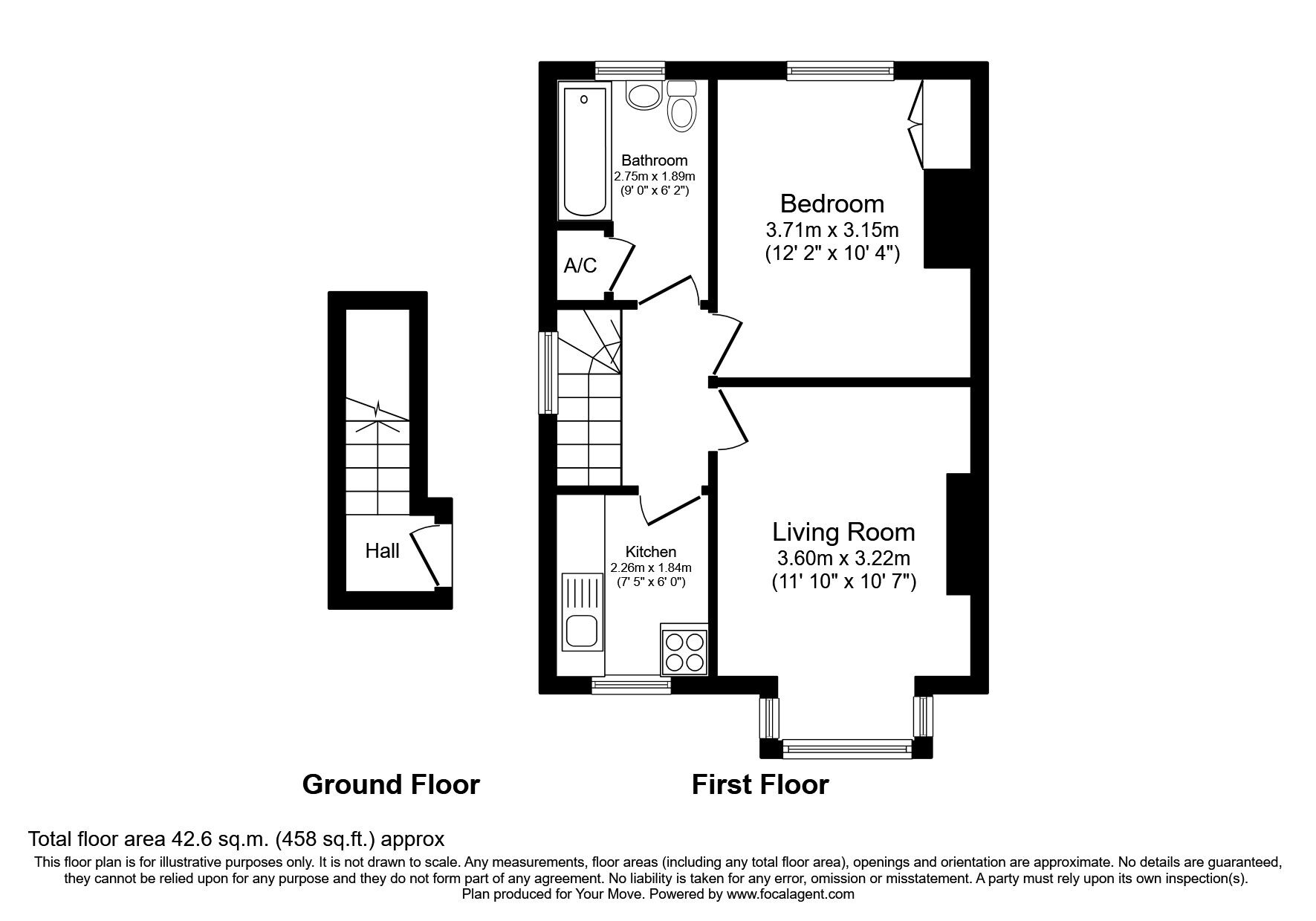 Floorplan of 1 bedroom Flat to rent, Hanworth Road, Whitton, Hounslow, TW4