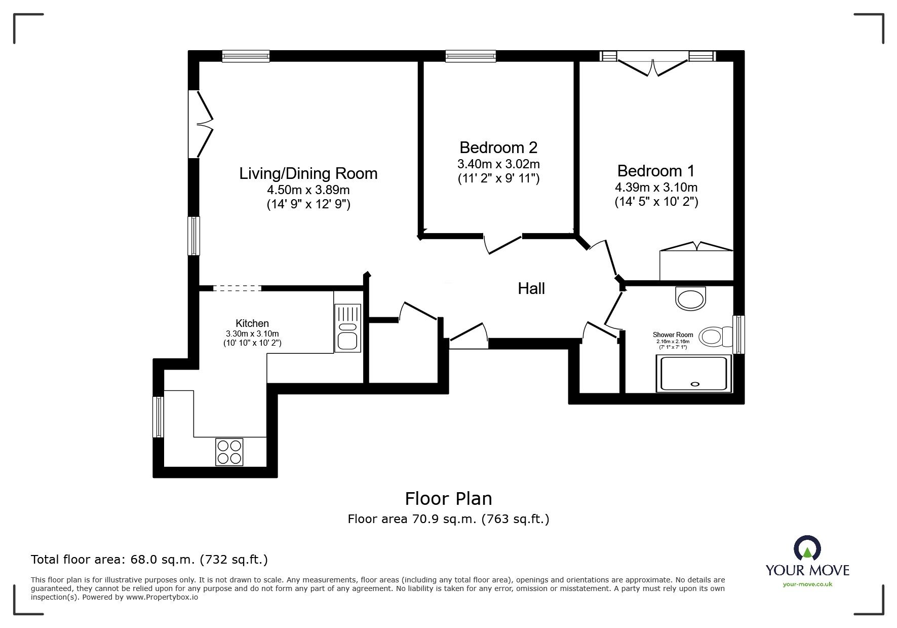 Floorplan of 2 bedroom  Flat for sale, Orchid Gardens, Hounslow, TW3