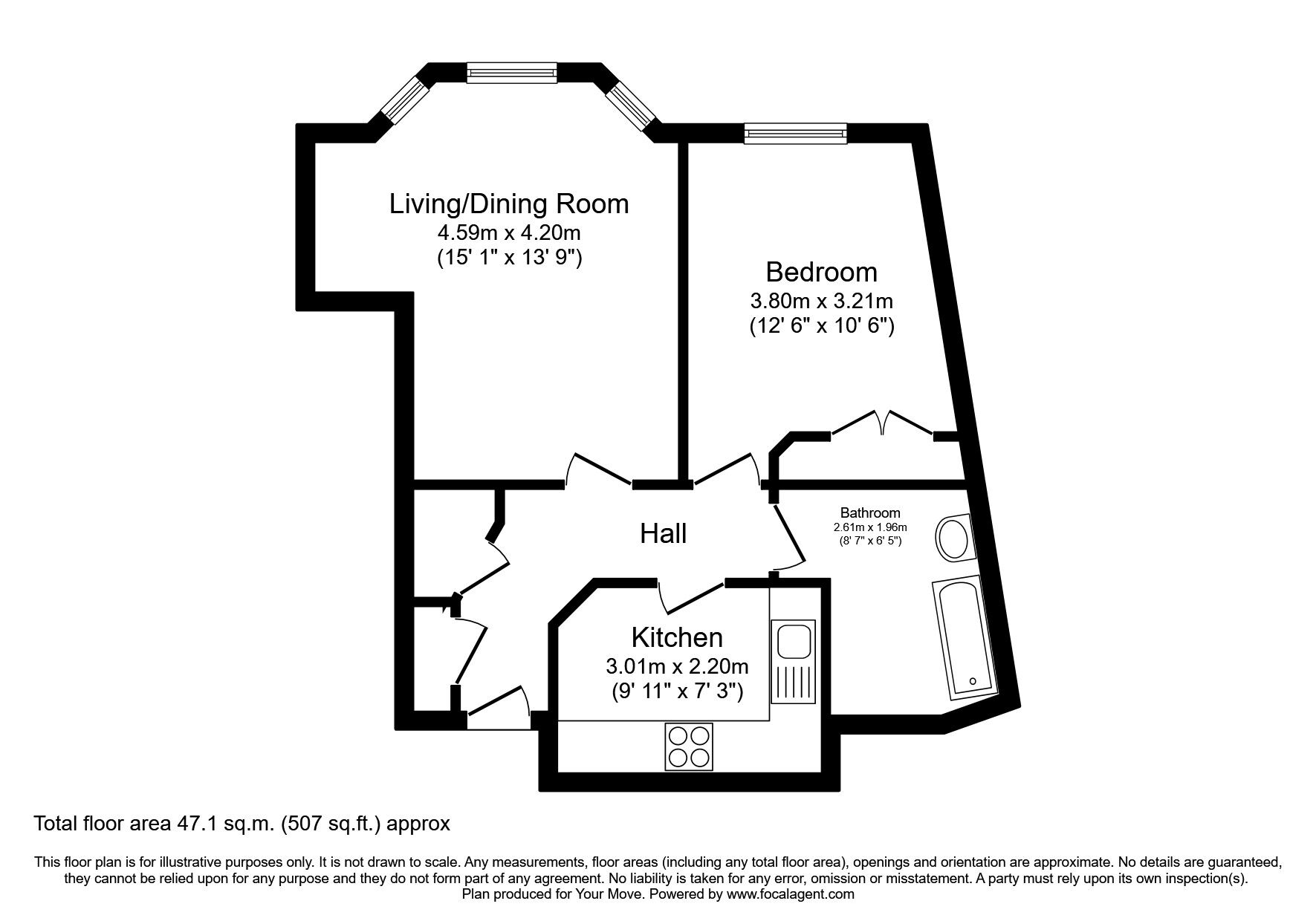 Floorplan of 1 bedroom Flat to rent, Grove Road, Hounslow, TW3