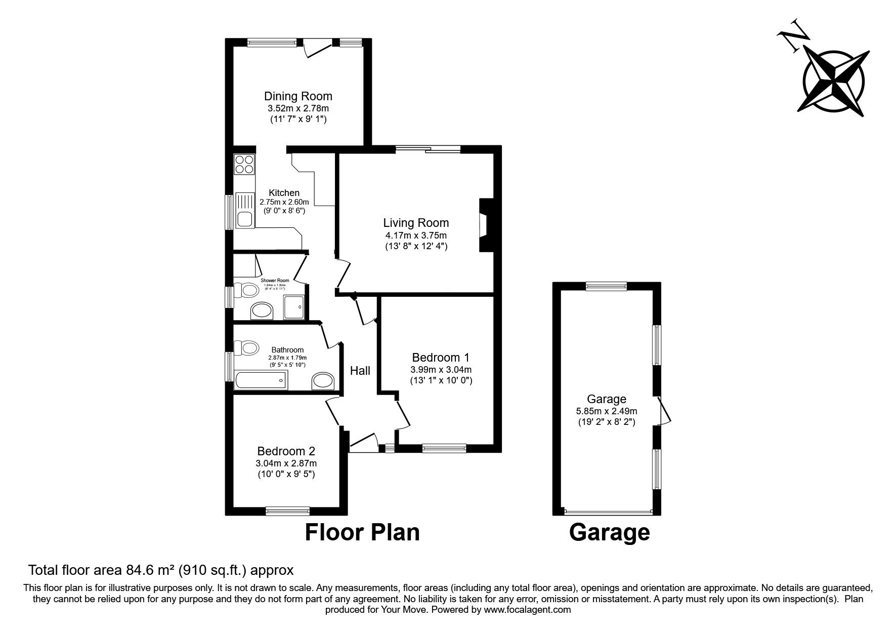 Floorplan of 2 bedroom Semi Detached Bungalow for sale, Lyndhurst Avenue, Whitton, Twickenham, TW2