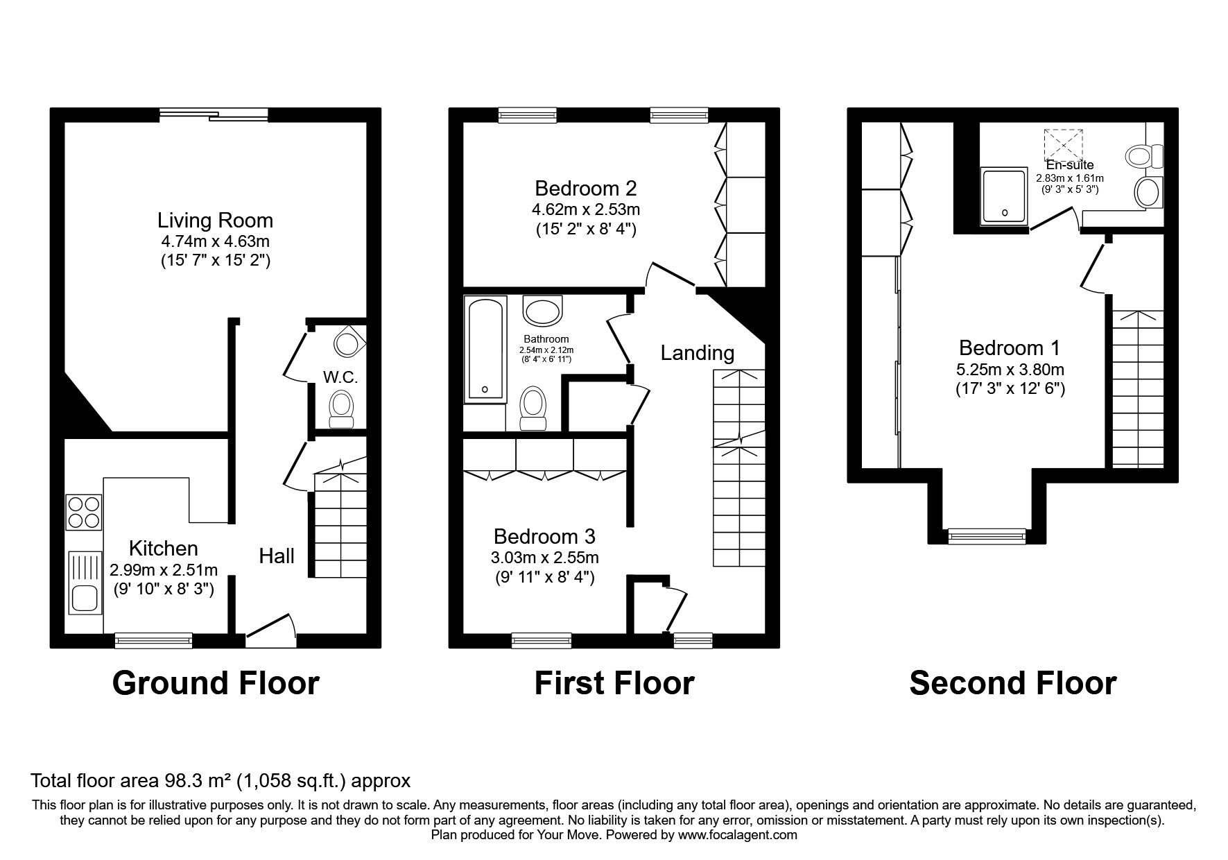 Floorplan of 3 bedroom Mid Terrace House to rent, Blackburn Way, Hounslow, TW4