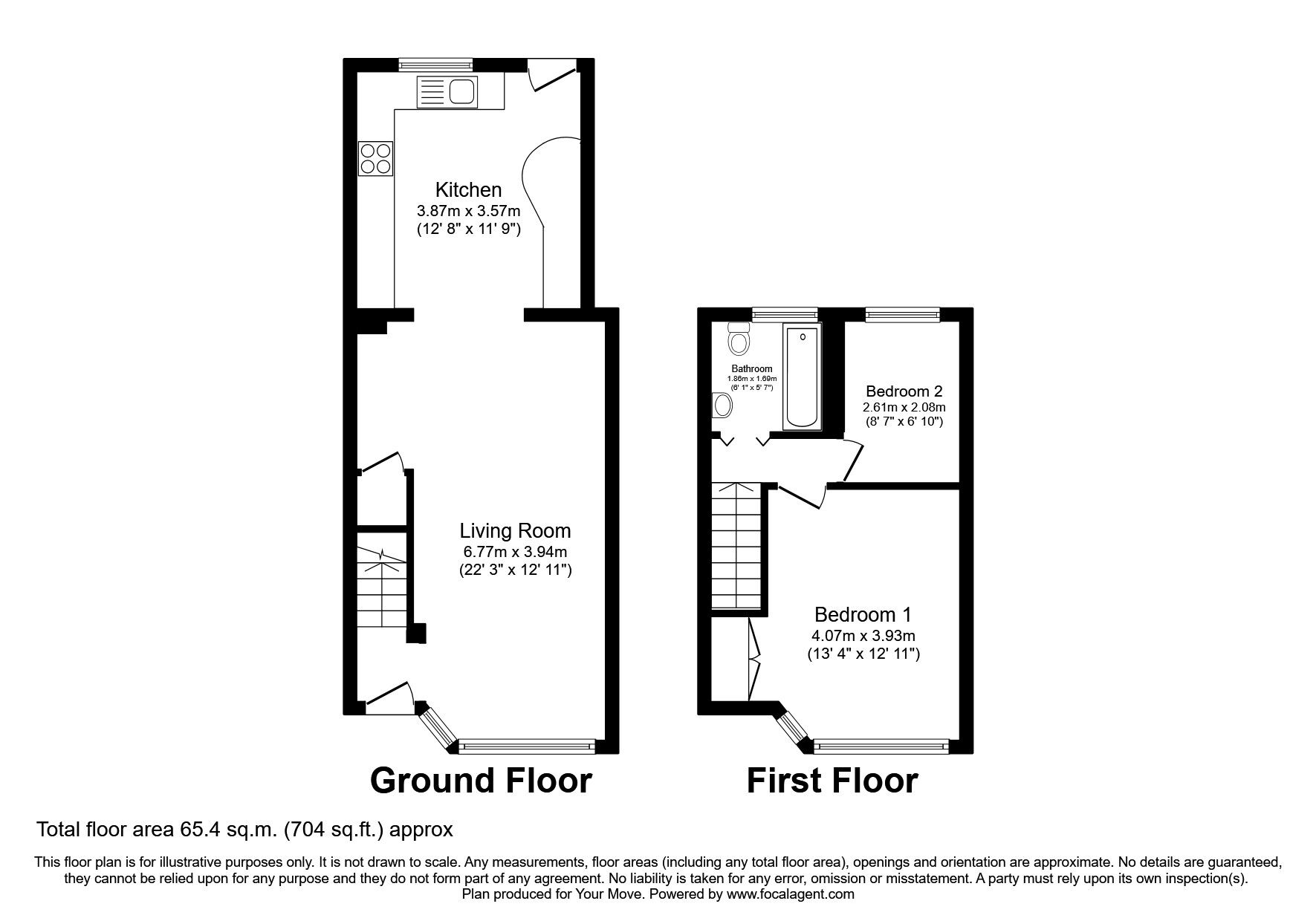 Floorplan of 2 bedroom Mid Terrace House for sale, Hanover Avenue, Feltham, TW13