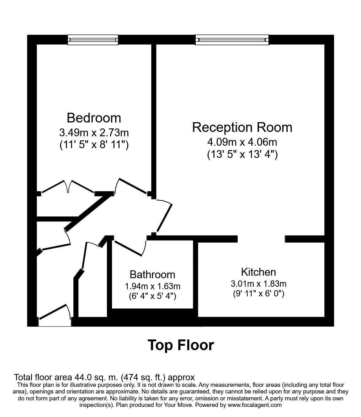 Floorplan of 1 bedroom  Flat for sale, Grove Road, Hounslow, TW3