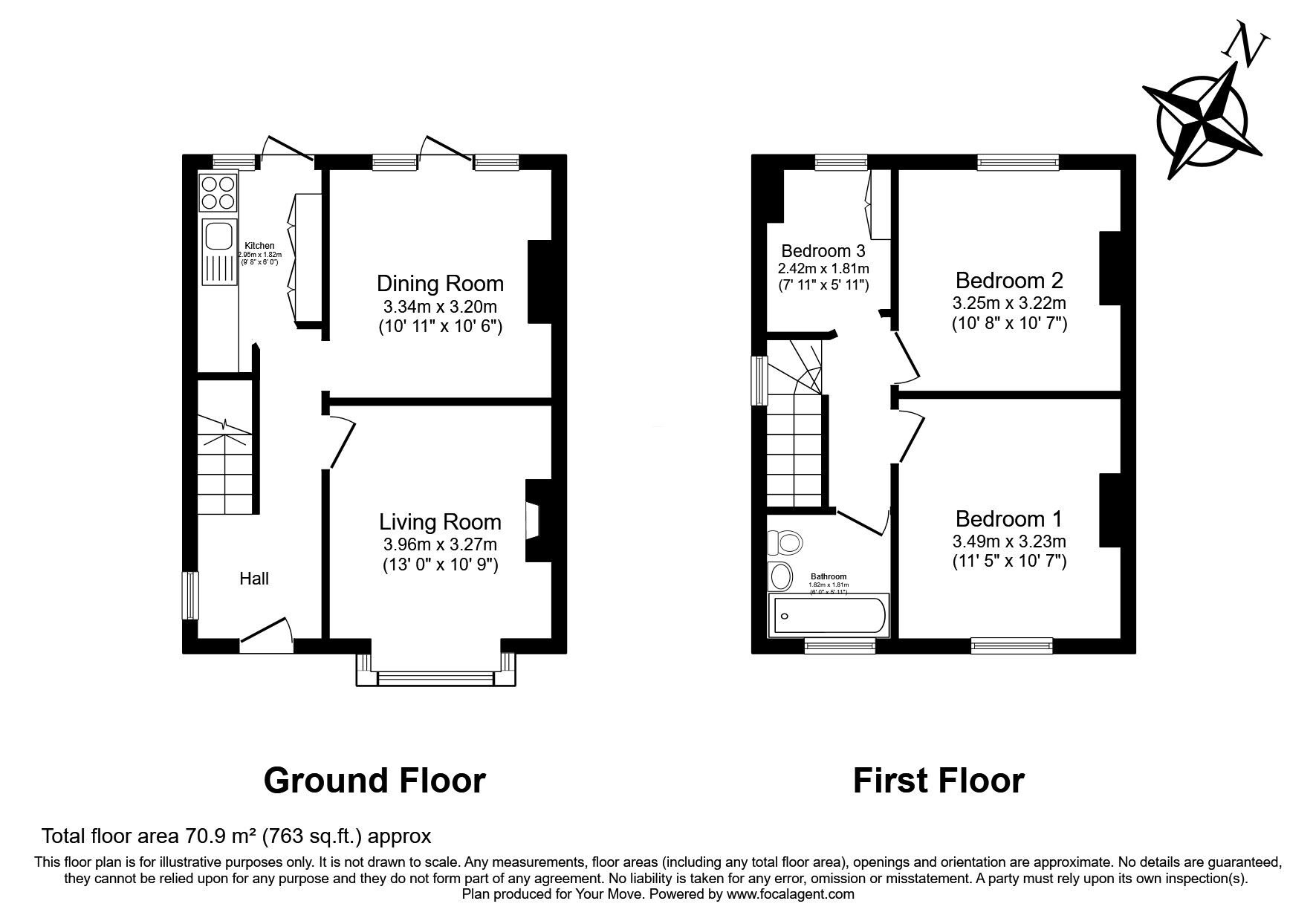 Floorplan of 3 bedroom Semi Detached House for sale, Rosslyn Avenue, Feltham, TW14