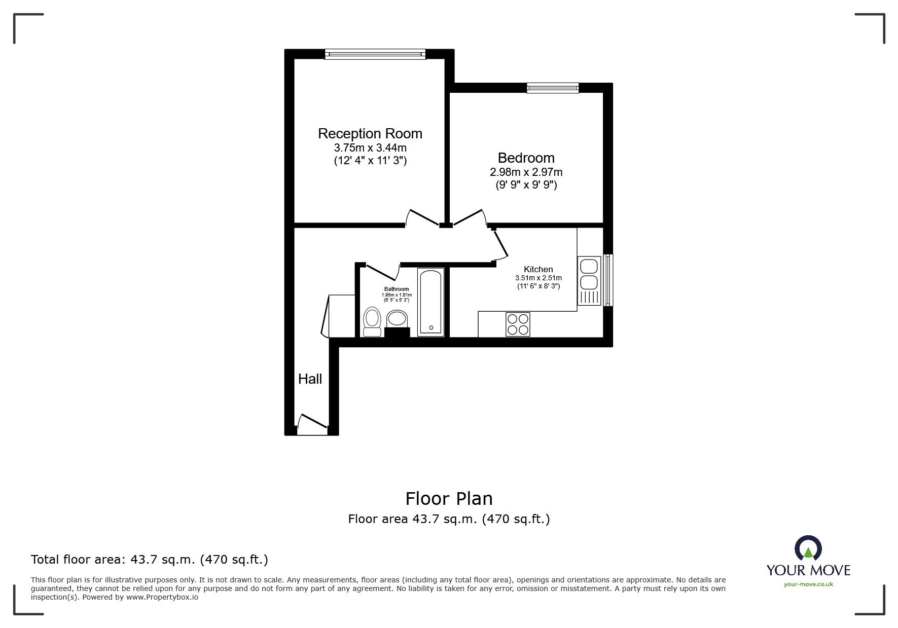 Floorplan of 1 bedroom  Flat for sale, Vine Place, Hounslow, TW3