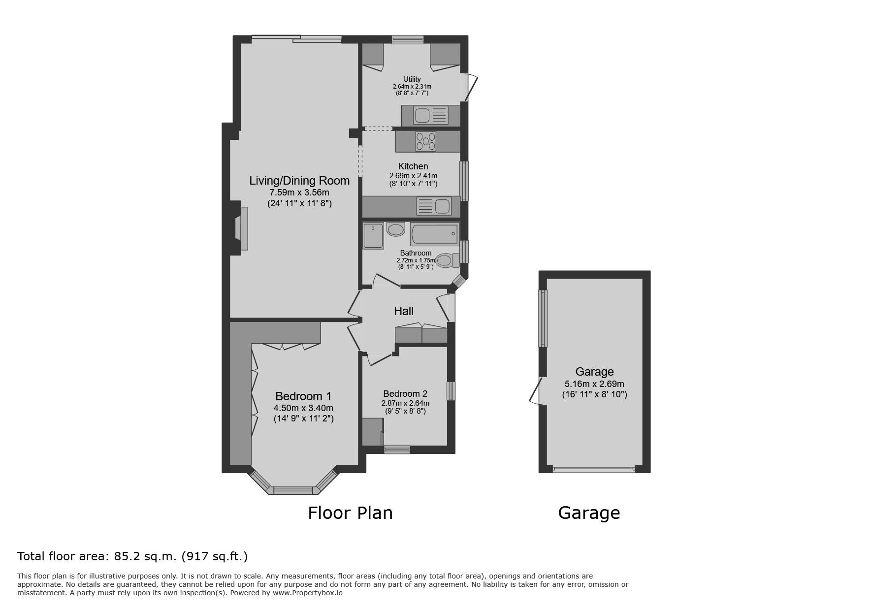 Floorplan of 2 bedroom Semi Detached Bungalow for sale, Woodlawn Crescent, Whitton, Twickenham, TW2