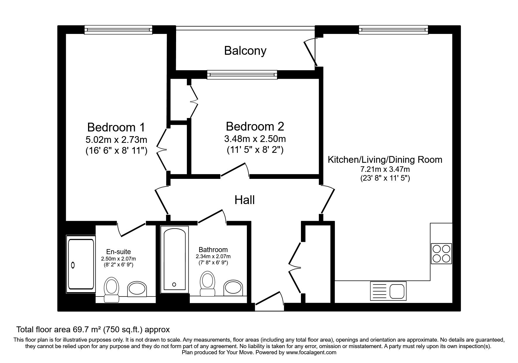 Floorplan of 2 bedroom Flat for sale, Bell Road, Hounslow, TW3