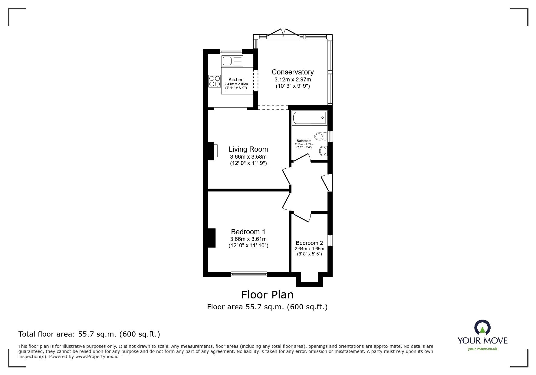 Floorplan of 2 bedroom  Flat for sale, Whitton Road, Hounslow, TW3