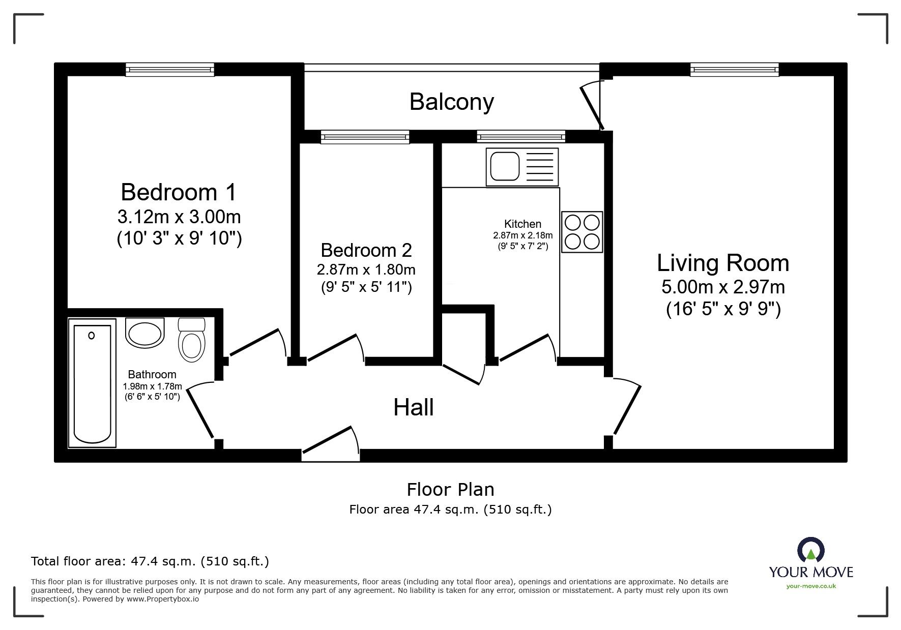 Floorplan of 2 bedroom  Flat to rent, Whitton Road, Hounslow, TW3