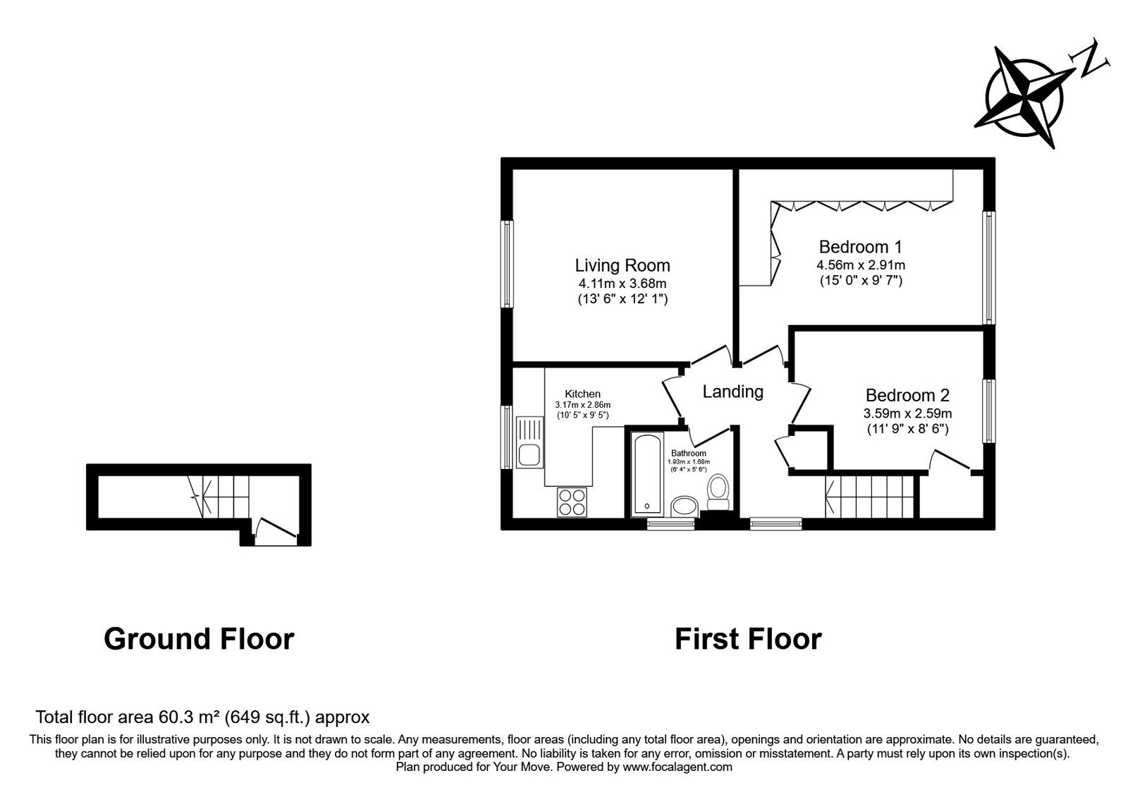 Floorplan of 2 bedroom  Flat for sale, Guernsey Close, Heston, Hounslow, TW5