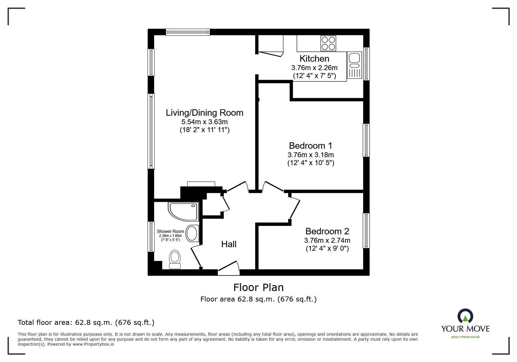 Floorplan of 2 bedroom  Flat for sale, Constance Road, Whitton, Twickenham, TW2