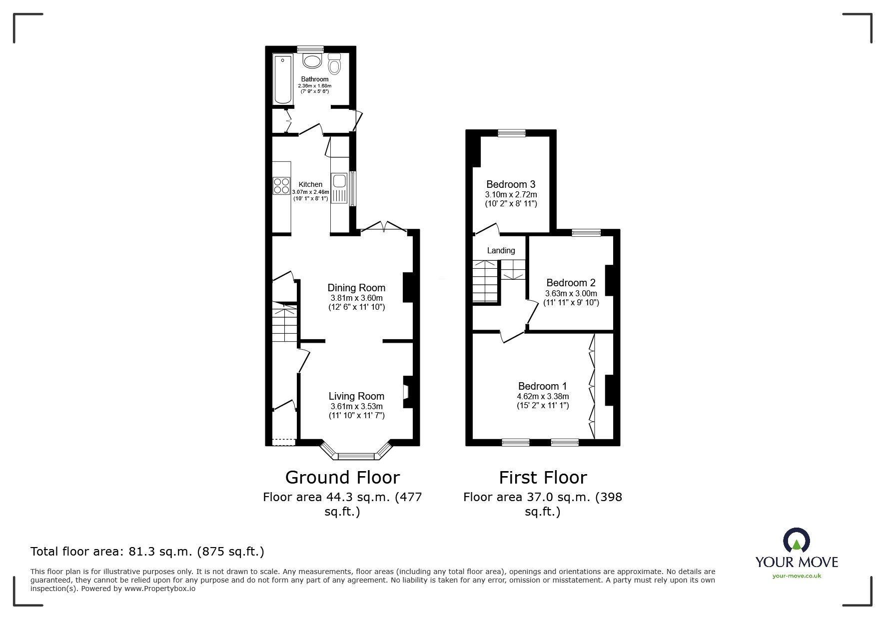 Floorplan of 3 bedroom Mid Terrace House for sale, Standard Road, Hounslow, TW4