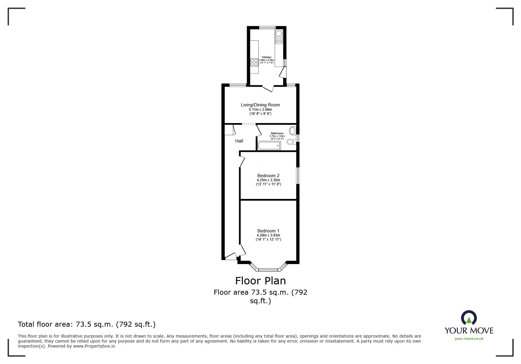 Floorplan of 2 bedroom Detached Bungalow for sale, Curtis Road, Whitton, Hounslow, TW4