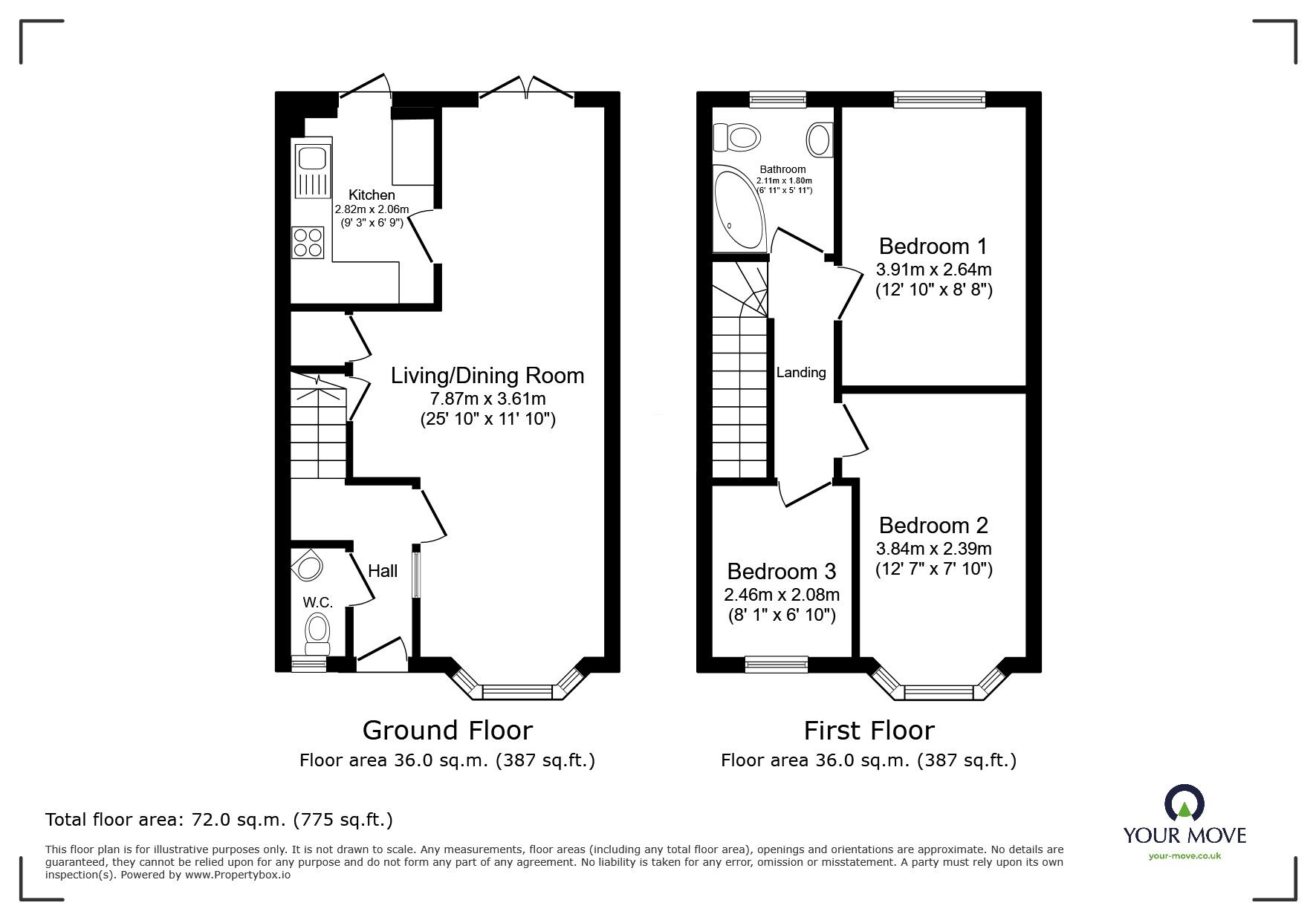 Floorplan of 3 bedroom Mid Terrace House to rent, Gilpin Crescent, Whitton, Twickenham, TW2