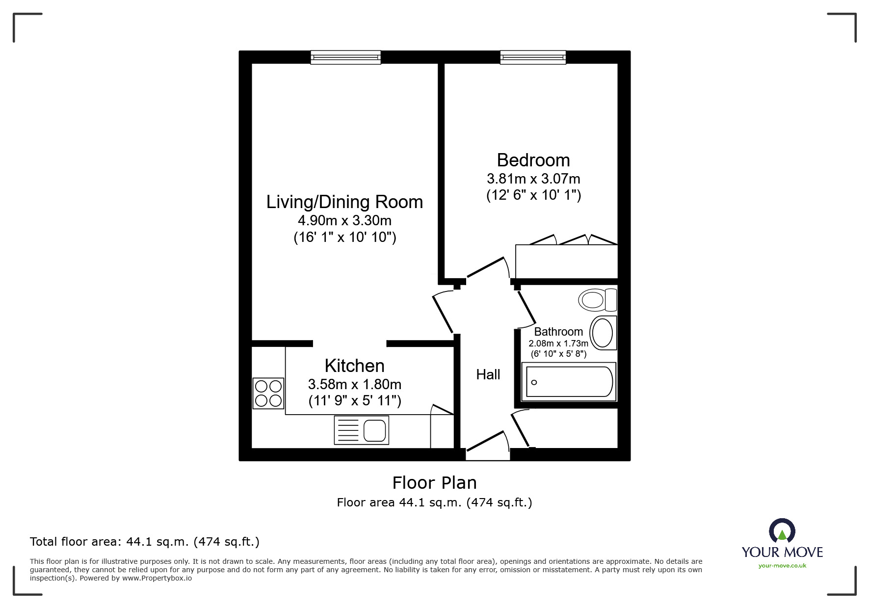 Floorplan of 1 bedroom  Flat for sale, Bristow Road, Hounslow, TW3