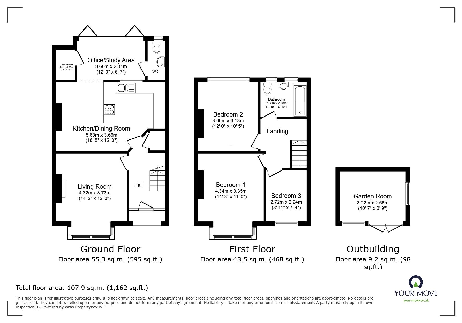 Floorplan of 3 bedroom End Terrace House for sale, Maswell Park Crescent, Hounslow, TW3
