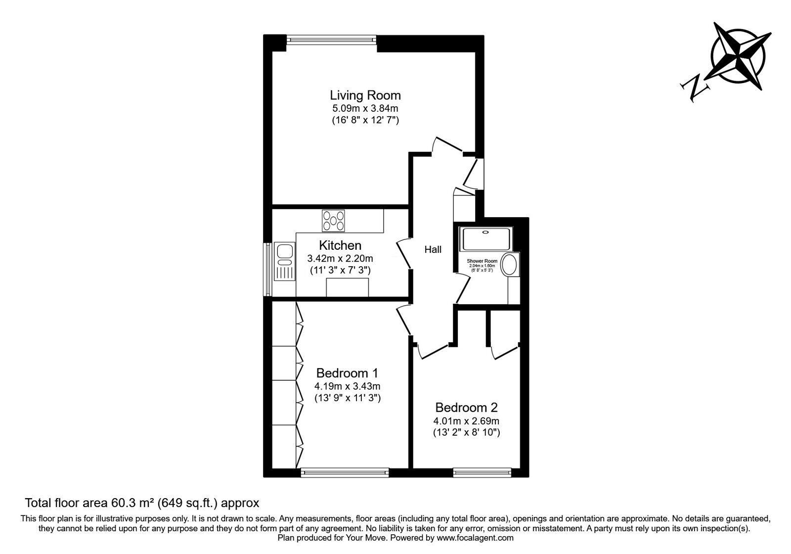 Floorplan of 2 bedroom  Flat for sale, Lampton Road, Hounslow, TW3