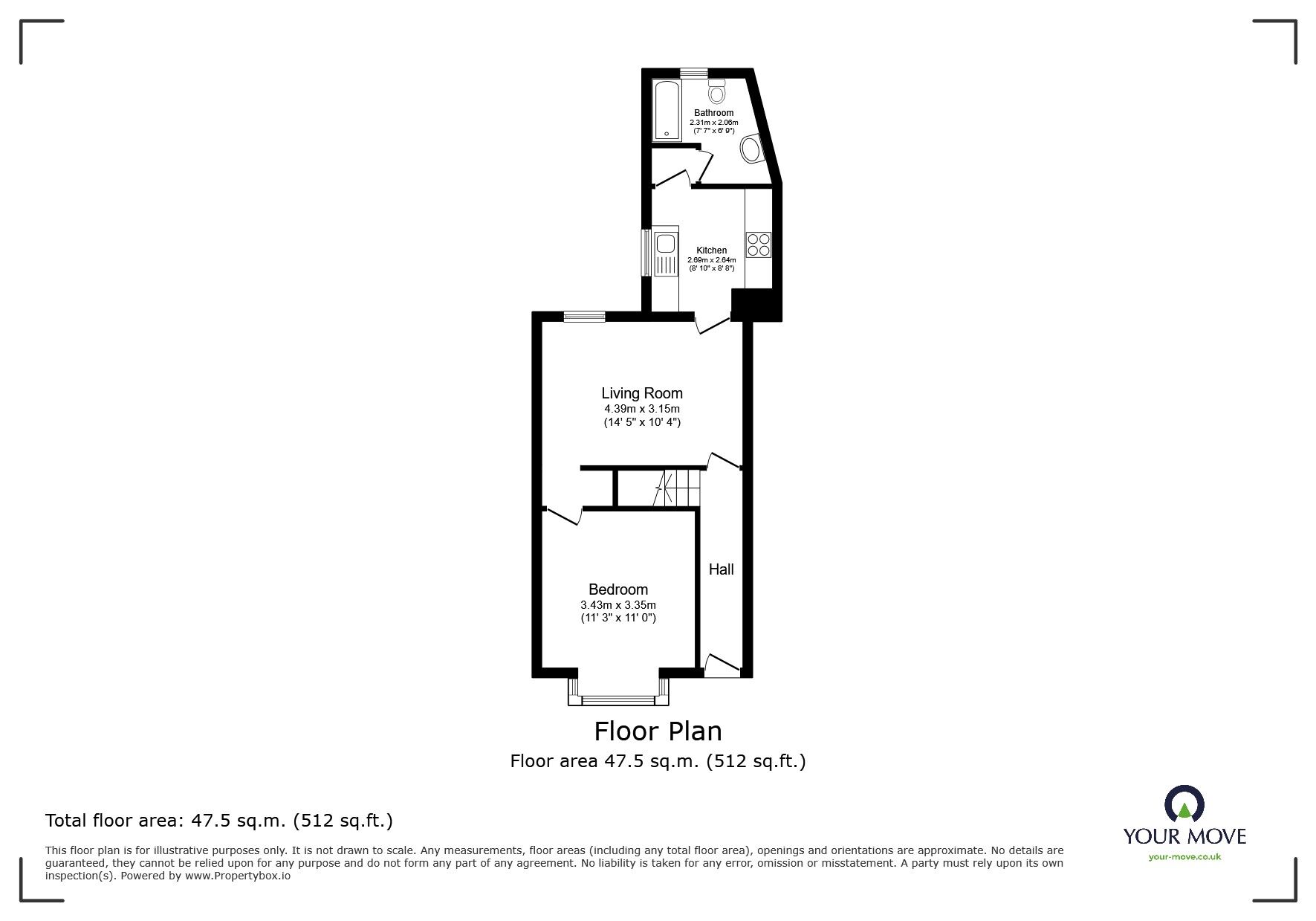 Floorplan of 1 bedroom Flat to rent, Hanworth Road, Hounslow, TW4