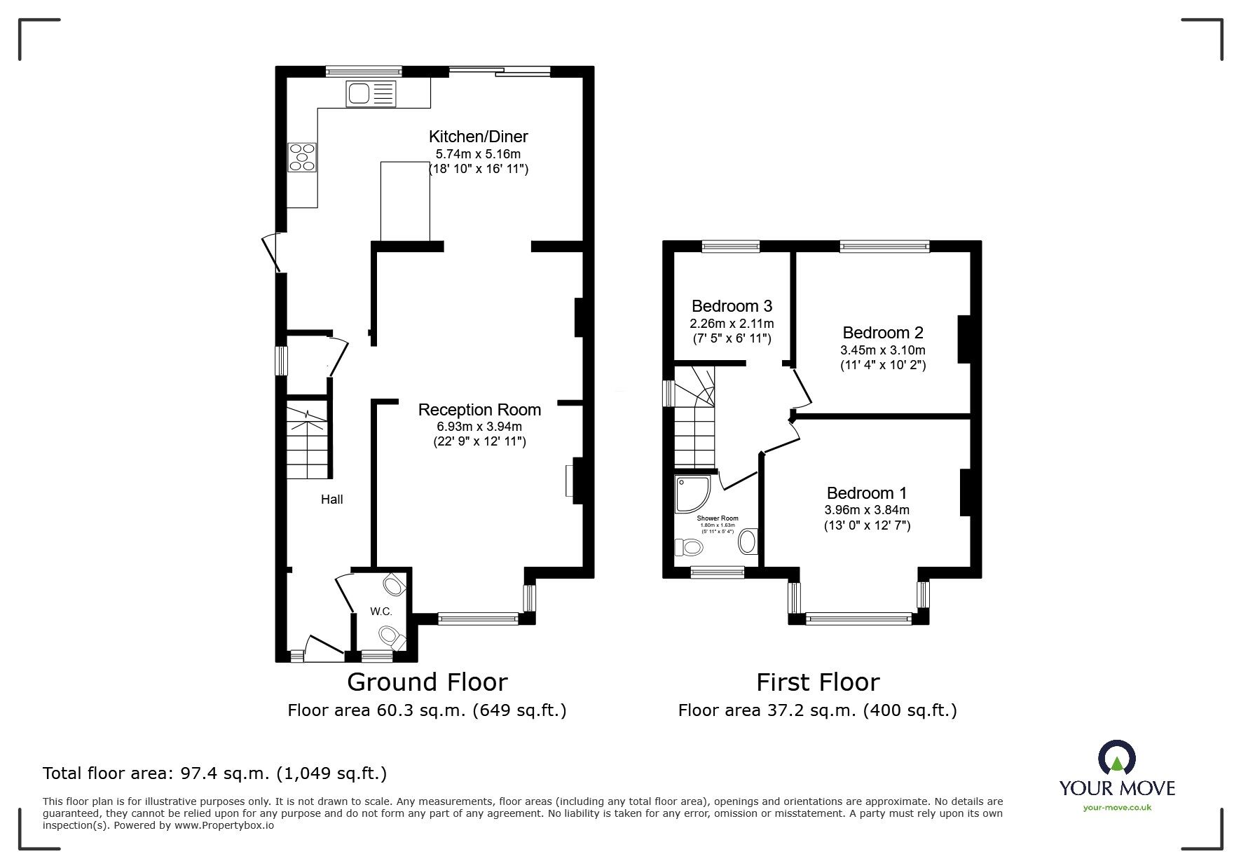 Floorplan of 3 bedroom Semi Detached House for sale, Whitton Waye, Whitton, Hounslow, TW3