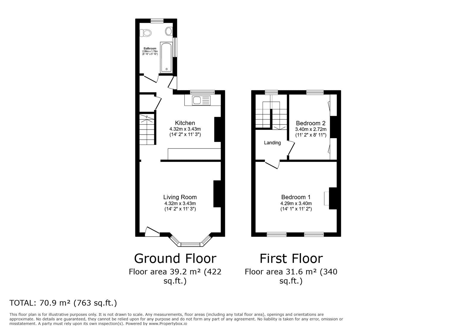 Floorplan of 2 bedroom Mid Terrace House for sale, Hanworth Road, Hounslow, TW3