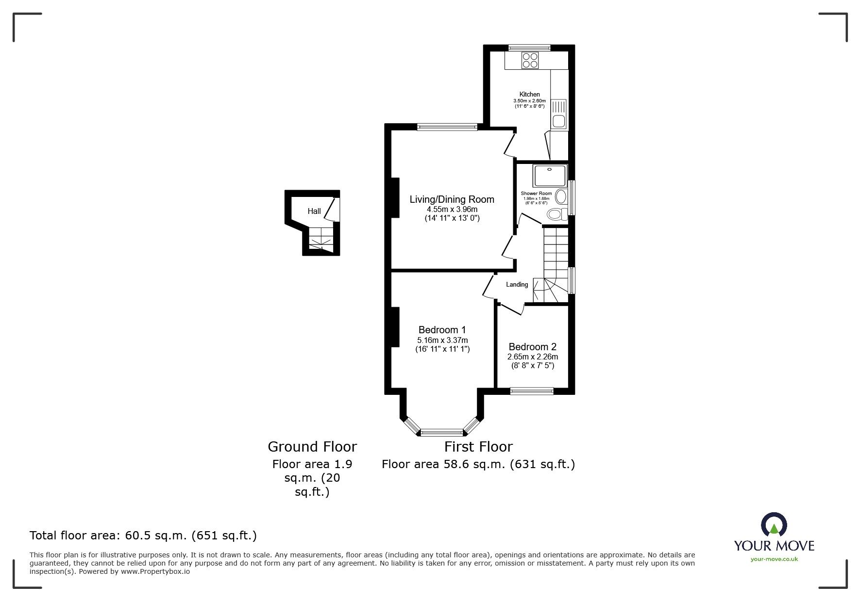 Floorplan of 2 bedroom Flat for sale, Whitton Waye, Whitton, Hounslow, TW3