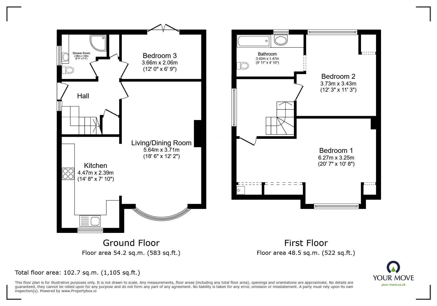 Floorplan of 3 bedroom Semi Detached Bungalow for sale, Curtis Road, Whitton, Hounslow, TW4