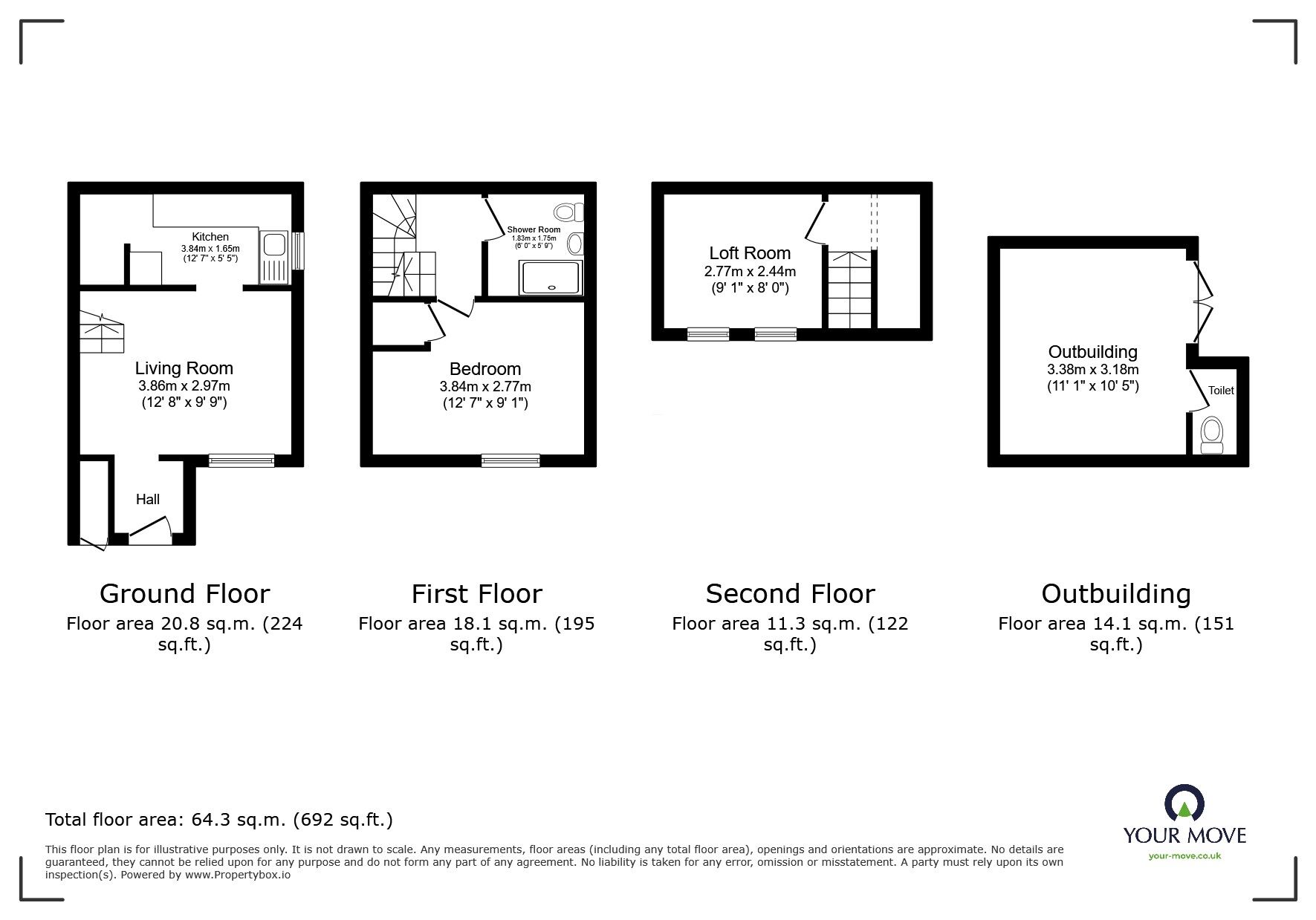 Floorplan of 1 bedroom End Terrace House for sale, Wainwright Grove, Isleworth, Middlesex, TW7