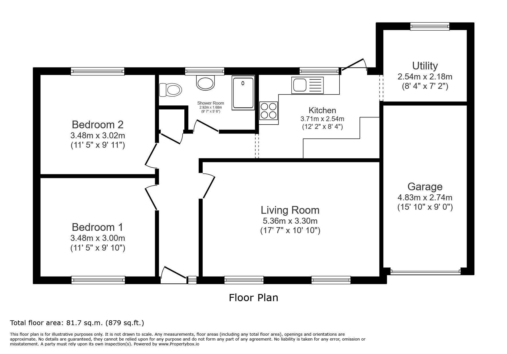 Floorplan of 2 bedroom Detached Bungalow for sale, Layton Road, Hounslow, Middlesex, TW3