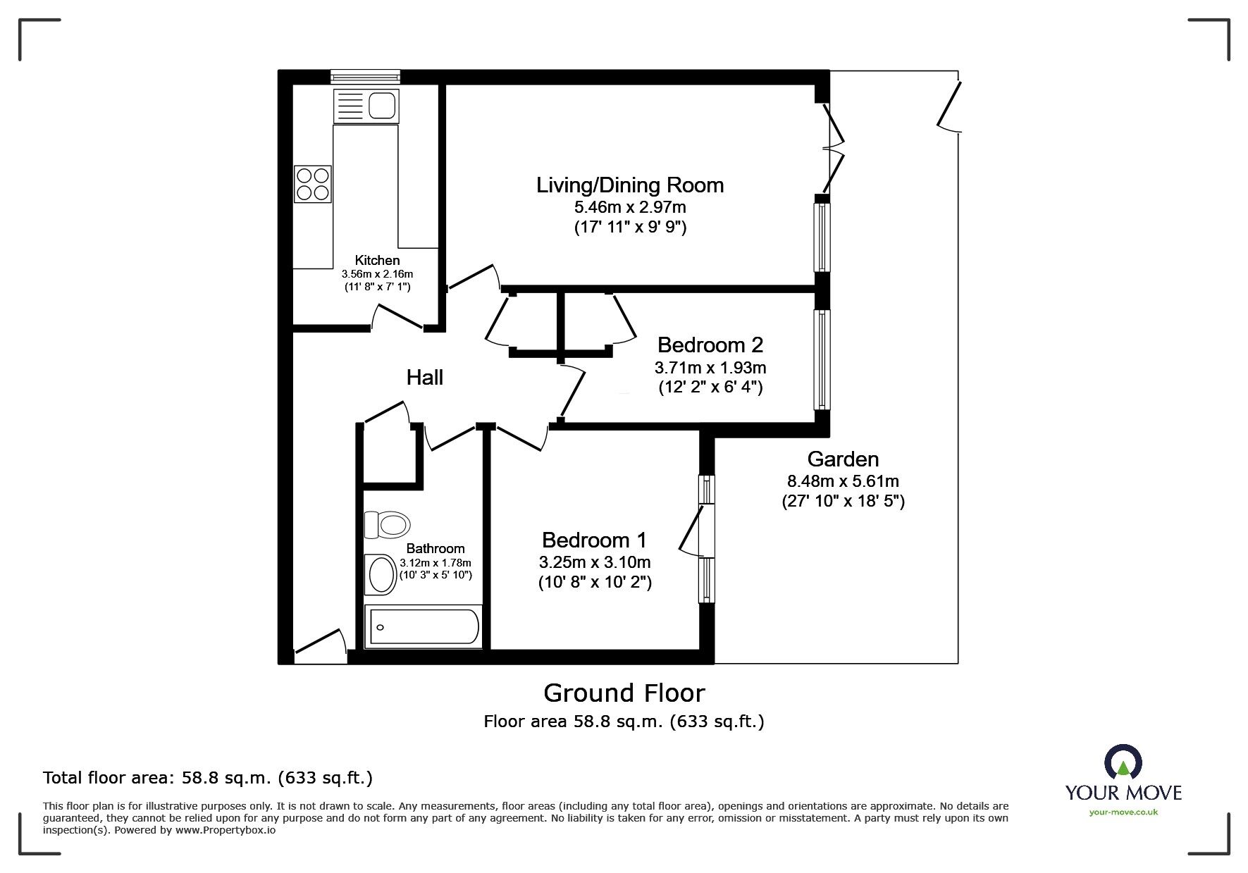 Floorplan of 2 bedroom Flat for sale, 77a Whitton Road, Hounslow, TW3