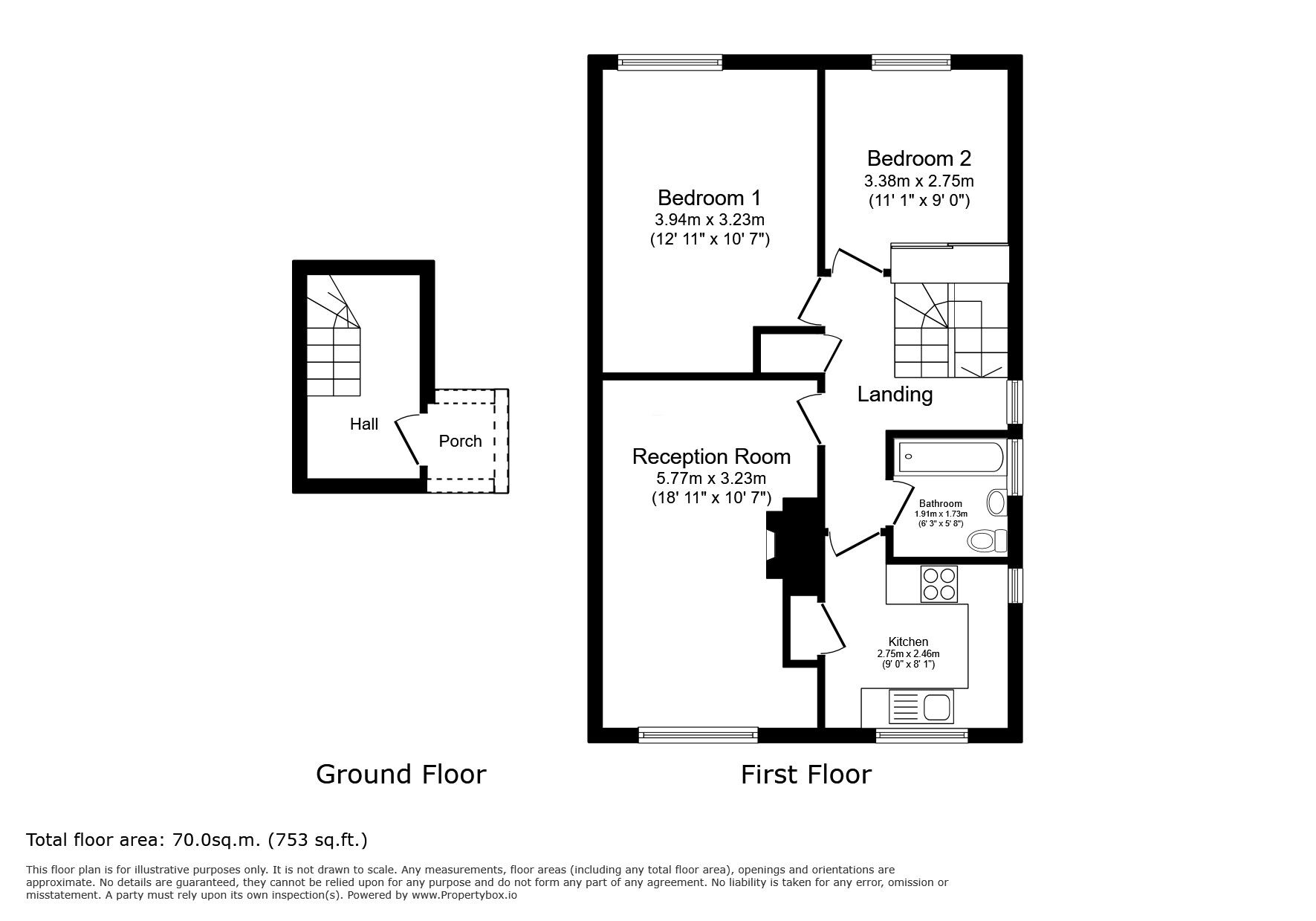 Floorplan of 2 bedroom Flat for sale, Nelson Road, Whitton, Twickenham, TW2