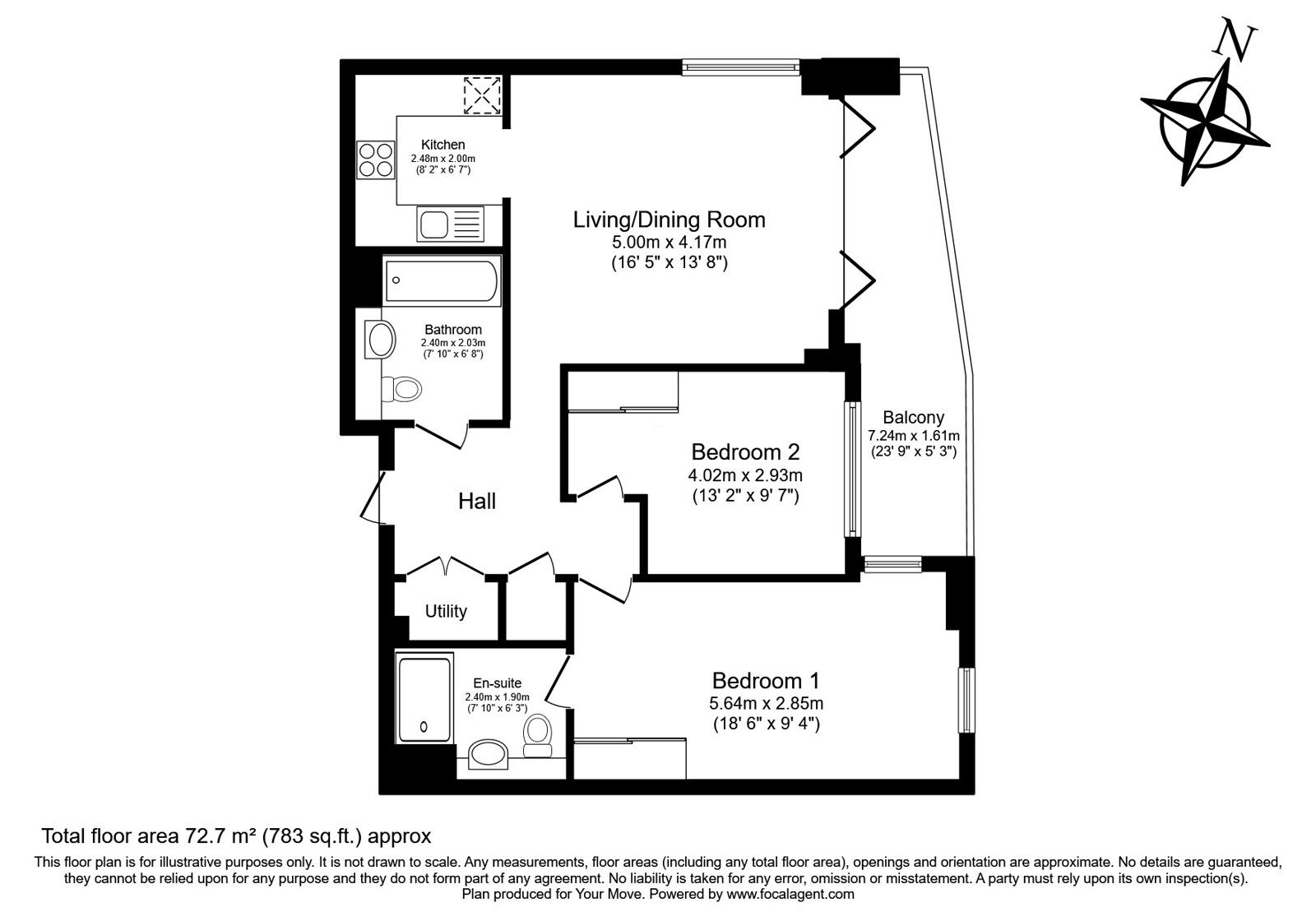 Floorplan of 2 bedroom Flat for sale, Prince Regent Road, Hounslow, TW3
