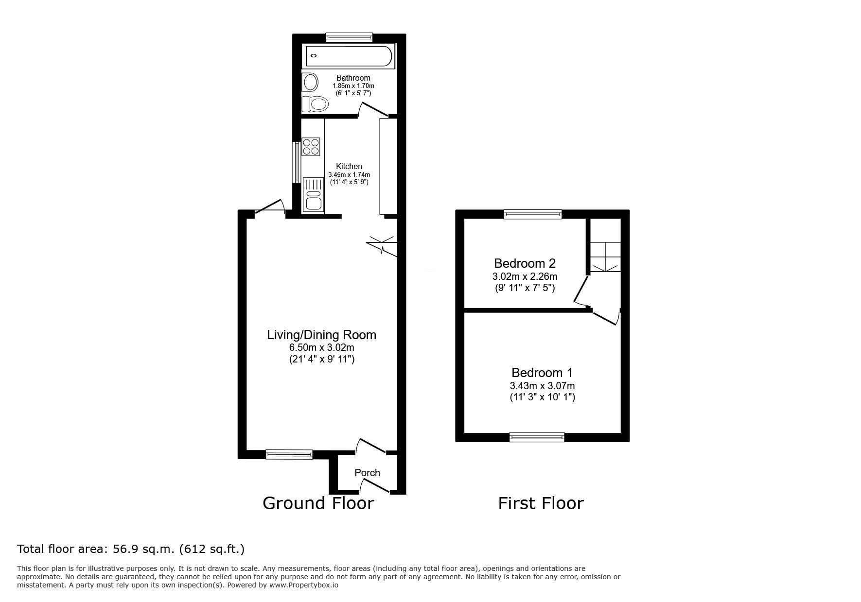 Floorplan of 2 bedroom Mid Terrace House for sale, Station Road, Hounslow, TW3