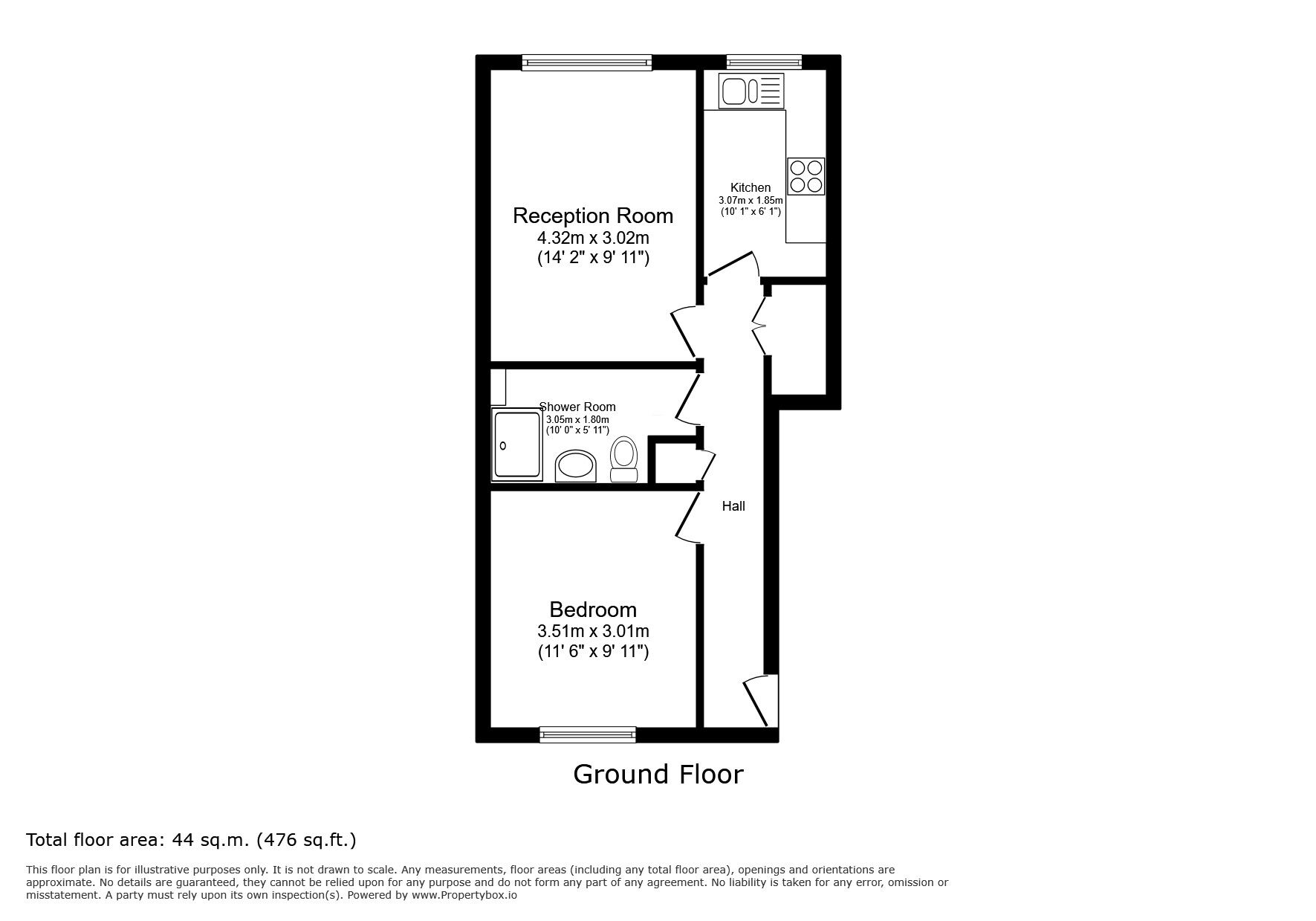 Floorplan of 1 bedroom Flat for sale, Whitton Road, Hounslow, TW3