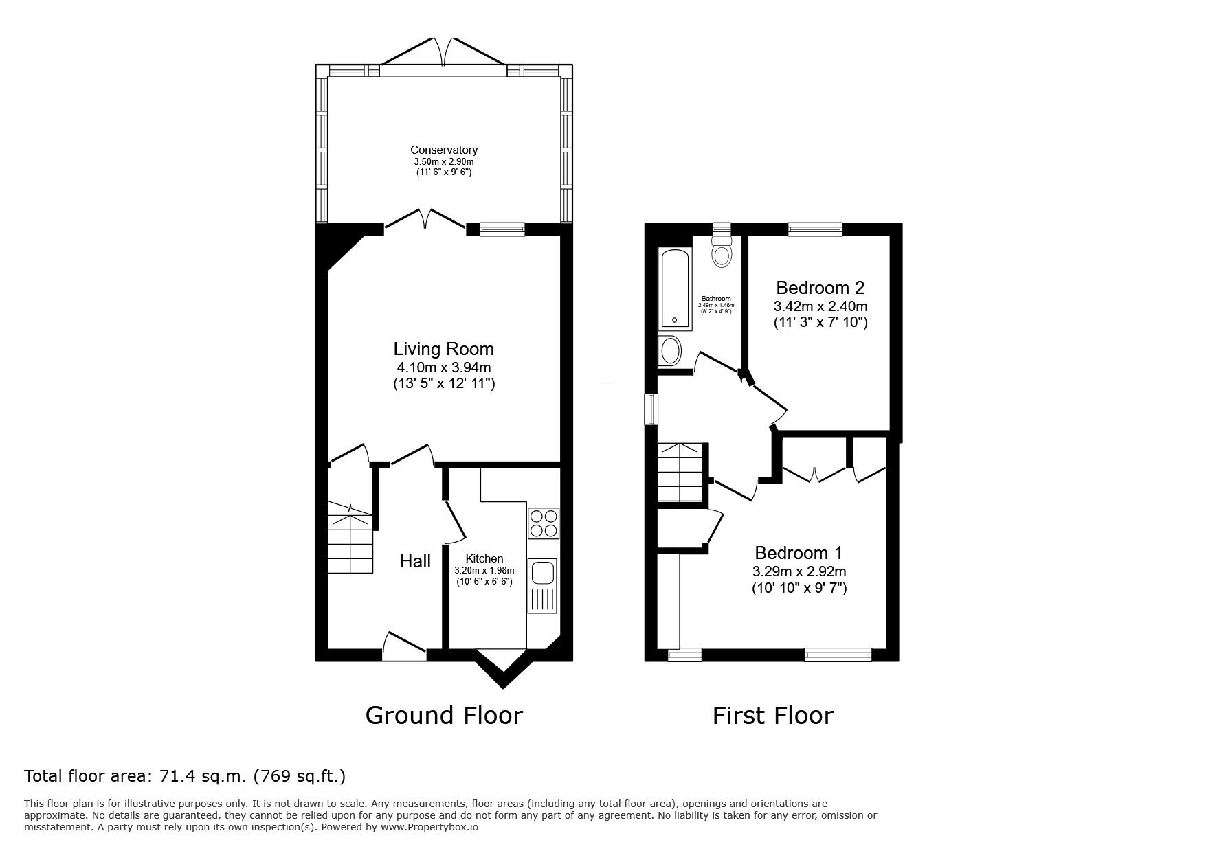 Floorplan of 2 bedroom Mid Terrace House to rent, Garrison Close, Hounslow, TW4