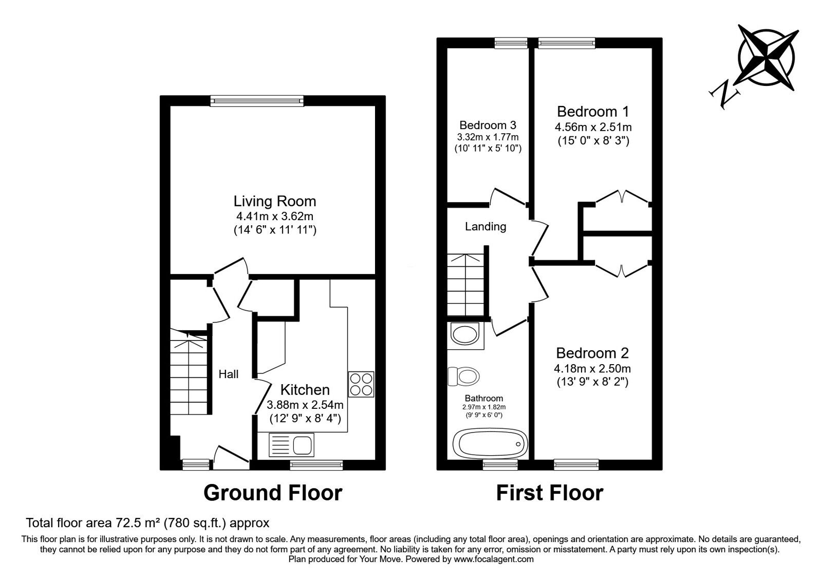 Floorplan of 3 bedroom Flat for sale, Edgar Road, Whitton, Hounslow, TW4