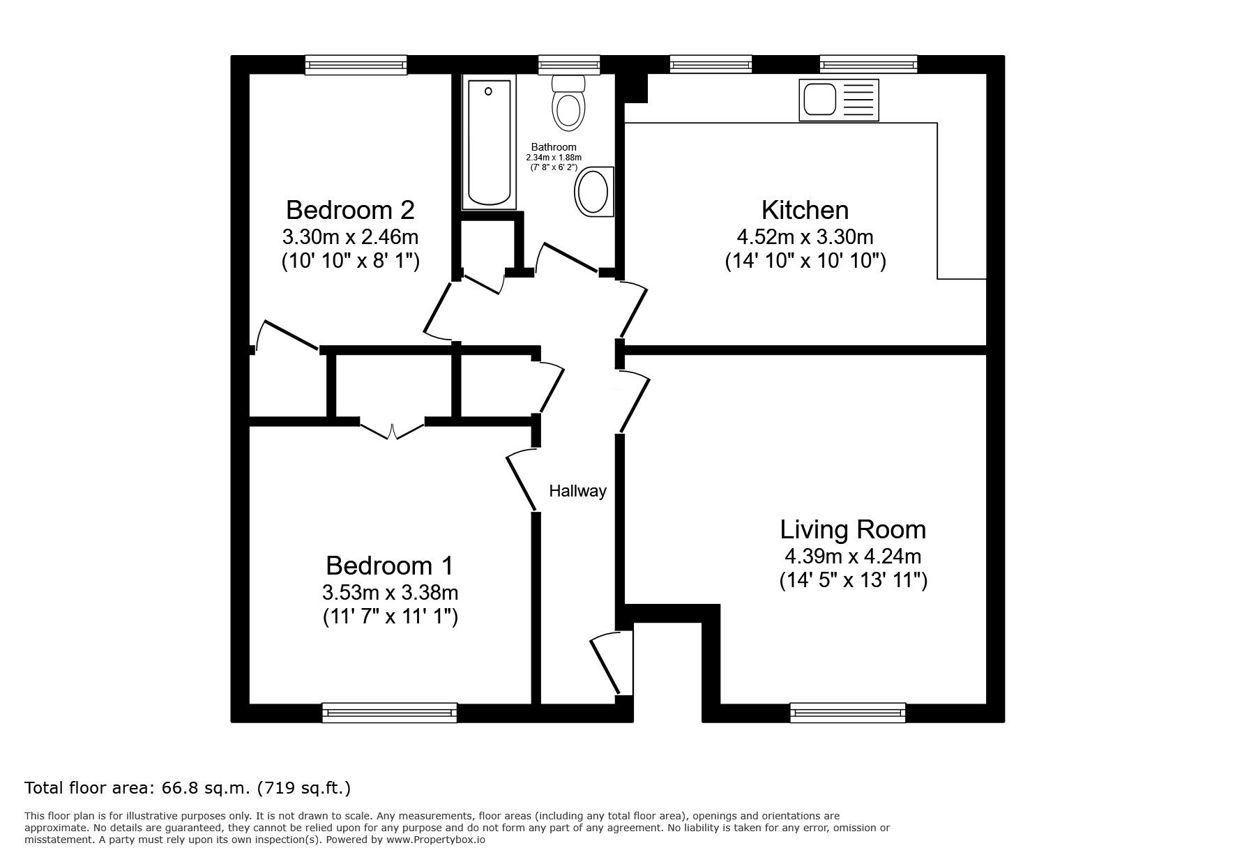 Floorplan of 2 bedroom Flat for sale, Conway Road, Whitton, Hounslow, TW4