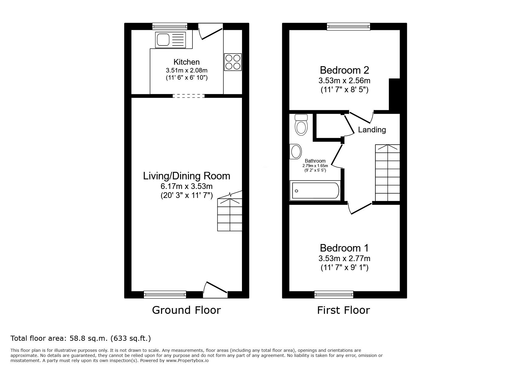 Floorplan of 2 bedroom Mid Terrace House for sale, Glen Walk, Isleworth, TW7