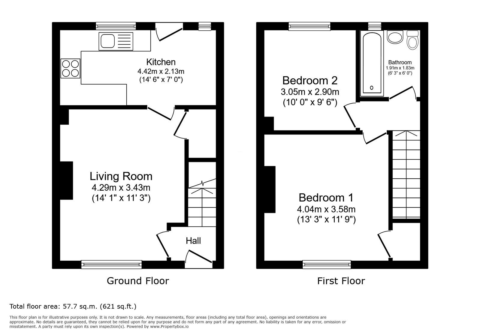 Floorplan of 2 bedroom Mid Terrace House for sale, Warburton Road, Whitton, Twickenham, TW2