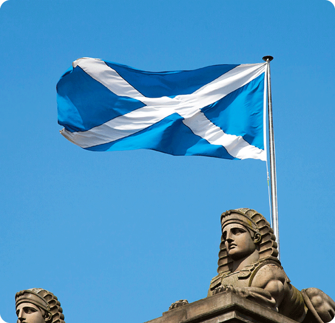 Scottish flag blowing in the wind