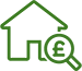 Icon of house with search magnifying glass