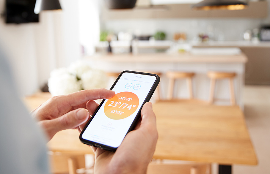 Heating app on mobile phone