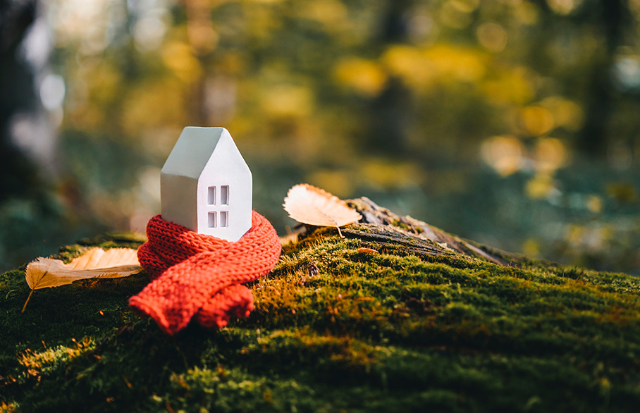 Model house out in Autumn forest